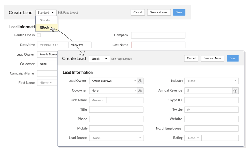 Zoho Customizable Page Layouts