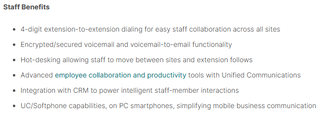 Staff benefits