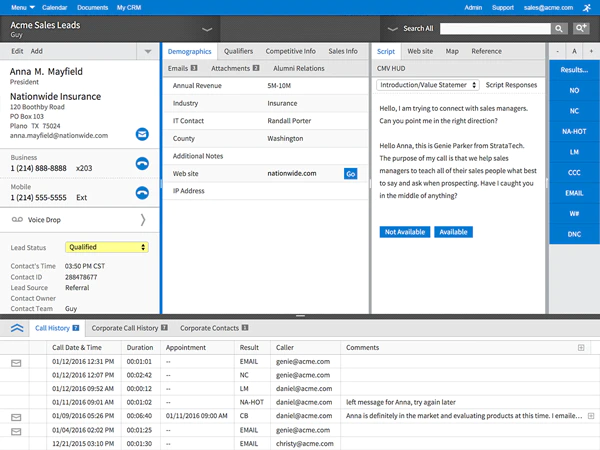 Vanillasoft dashboard