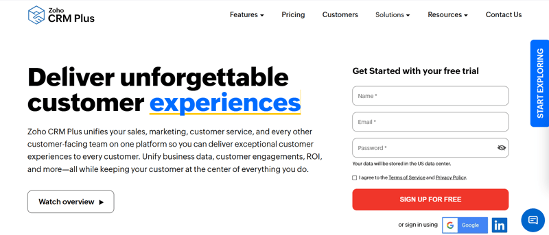 Zoho CRM Plus